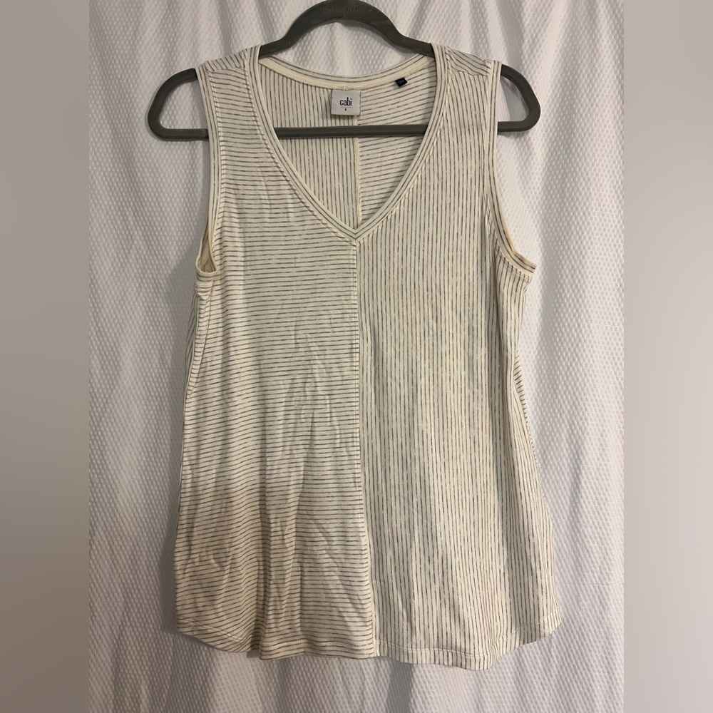 Cabi #3816 Mini Stripe V-Neck Sleeveless Tank Top EUC | size small